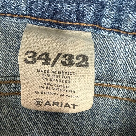 Ariat Mens 34X32 Blue Straight-Leg Denim Jeans Stretch Cotton Casual Wear (need - Picture 3 of 11